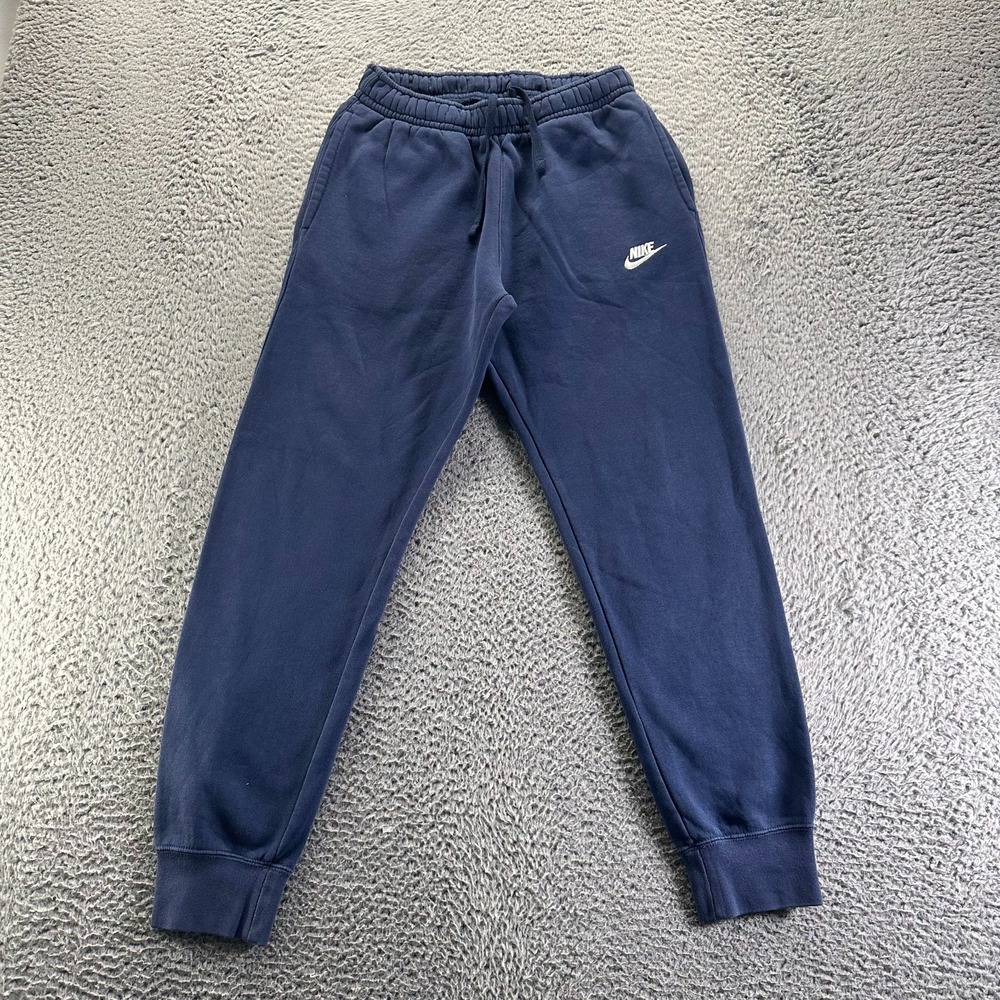Nike Pant Mens S Blue Cotton Fleece Sweatpants Tapered Activewear Running Sports